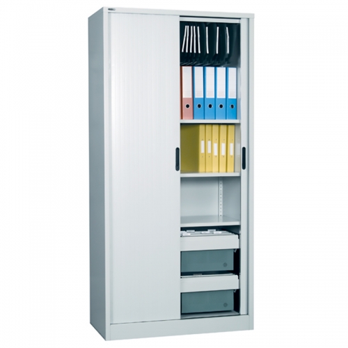 Alessi Heavy Duty Tambour Door Storage Cabinet, White