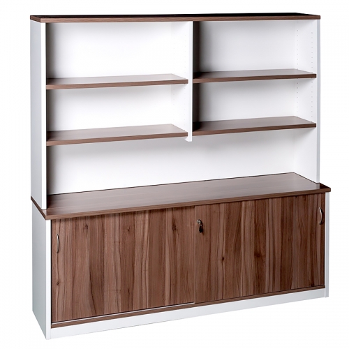 Martina Sliding Door Credenza and Open Hutch Unit