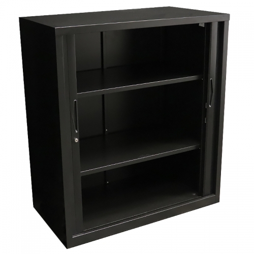 Alessi Heavy Duty Tambour Door Storage Cabinet, Black