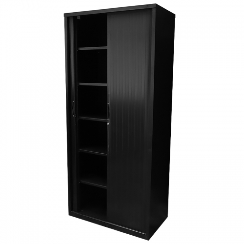 Alessi Heavy Duty Tambour Door Storage Cabinet, Black