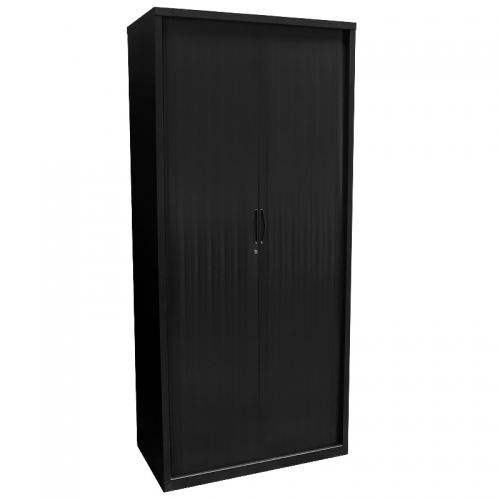 Alessi Heavy Duty Tambour Door Storage Cabinet, Black