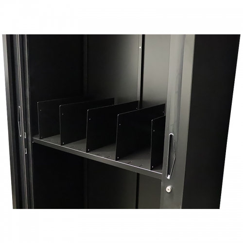 Alessi Heavy Duty Tambour Door Storage Cabinet, Black