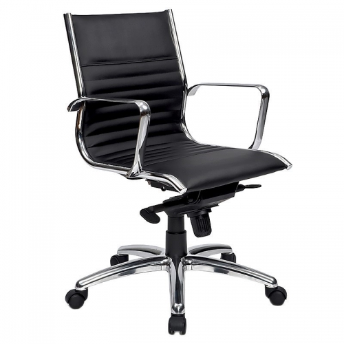 Kelsey Medium Back Chair, Black Leather