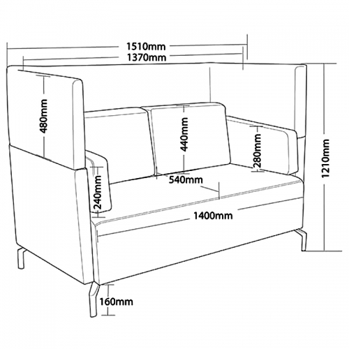 Toorak 2 Seater Lounge with Extended High Back