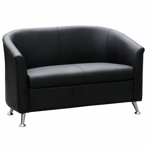 Beta 2 Seater Lounge, Black Man-Made Leather