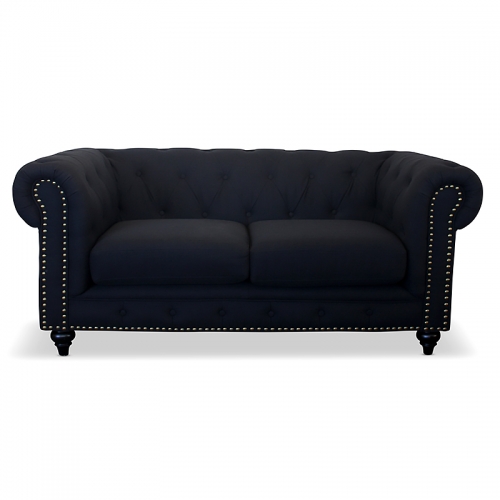 Chesterfield Lounge Range, Black Linen Fabric