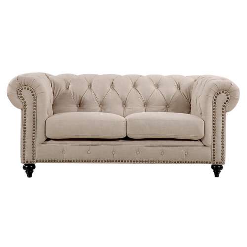 Chesterfield Lounge Range, Natural Linen Fabric