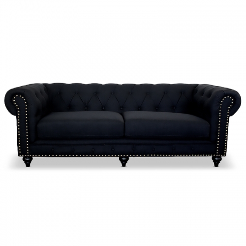 Chesterfield Lounge Range, Black Linen Fabric