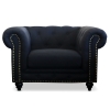 Chesterfield Lounge Range, Black Linen Fabric