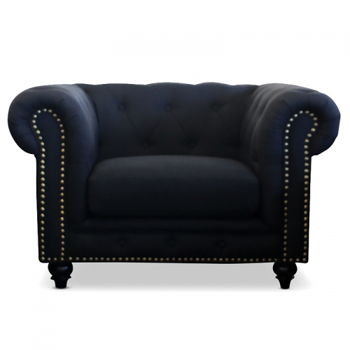 Chesterfield Lounge Range, Black Linen Fabric