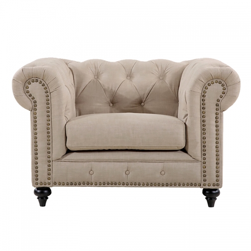 Chesterfield Lounge Range, Natural Linen Fabric