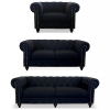 Chesterfield Lounge Range, Black Linen Fabric