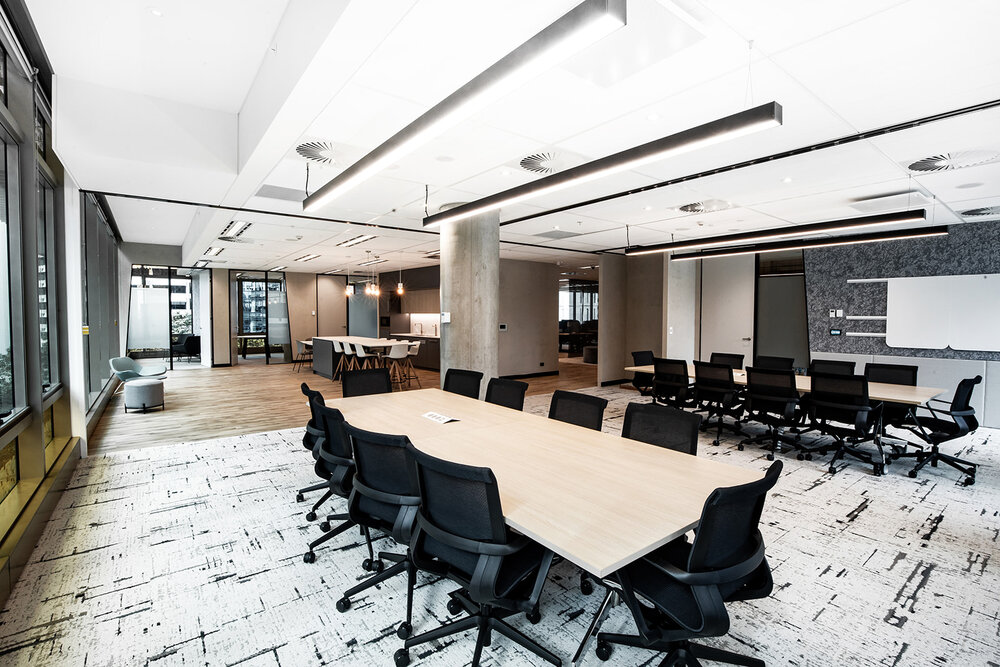 Office tables and chairs placed in an office